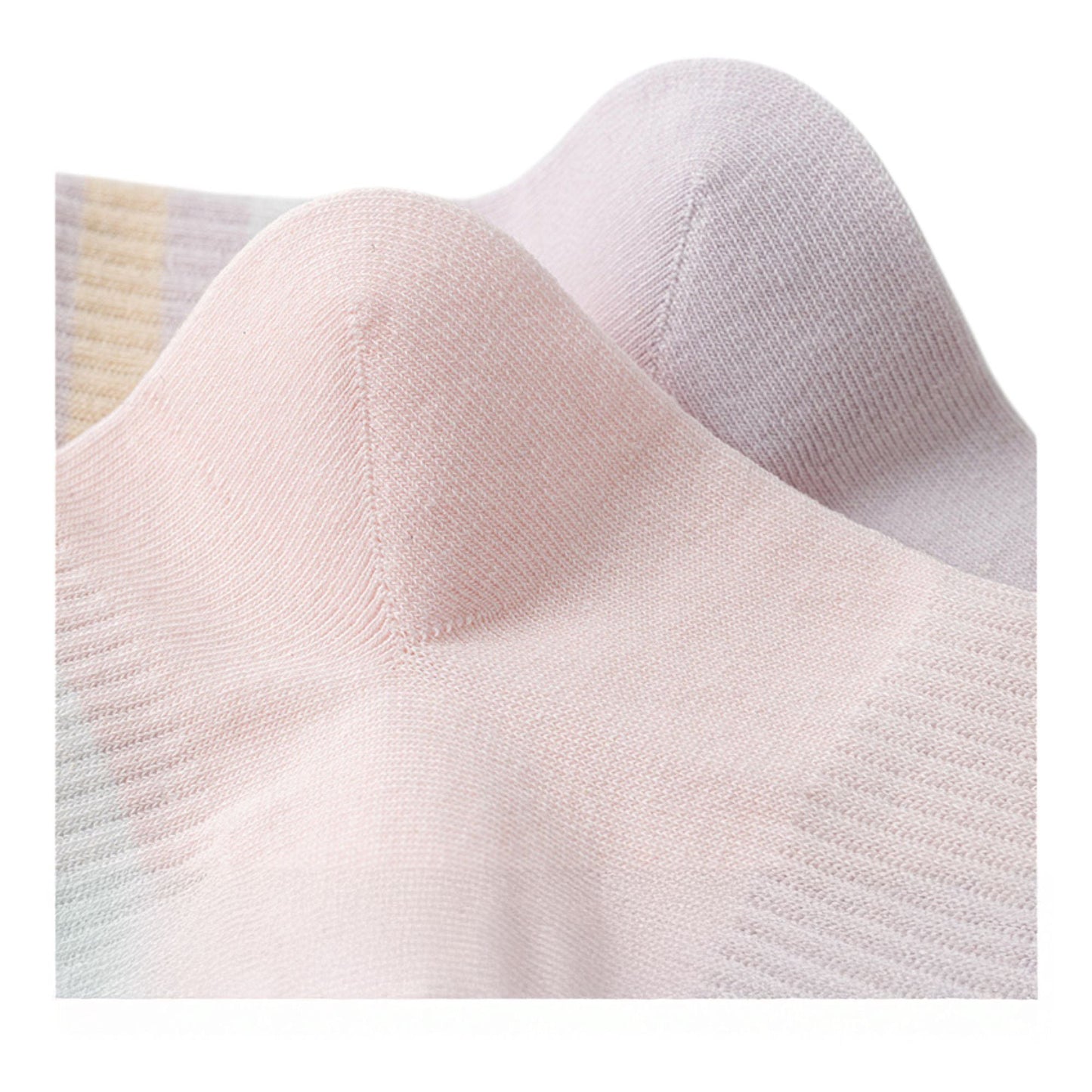 Anna-Kaci 5 Pairs Women Cotton Ankle Socks with Pastel Striped Cuffs Soft Breathable Knit Fabric for Everyday Comfort