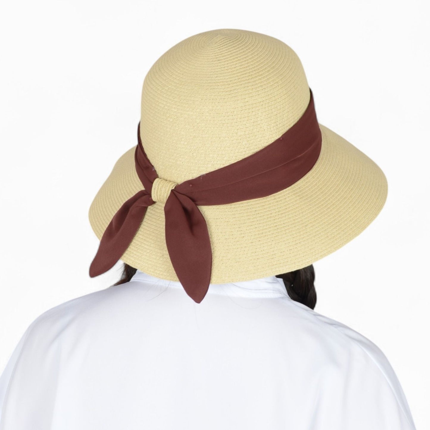 Anna-Kaci Women's Woven Floppy Sun Hat with Wide Ribbon Knot Detail and Curved Brim