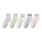 Anna-Kaci 5 Pairs Women Cotton Ankle Socks with Pastel Striped Cuffs Soft Breathable Knit Fabric for Everyday Comfort