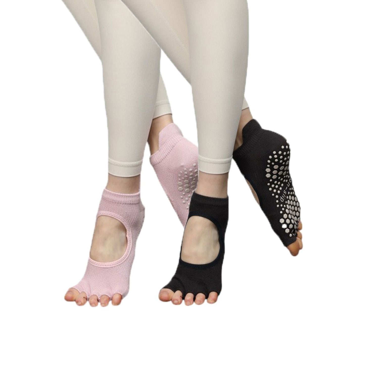 Anna-Kaci Women's Open-Toe Grip Socks for Yoga and Pilates with Non-Slip Soles and Arch Support