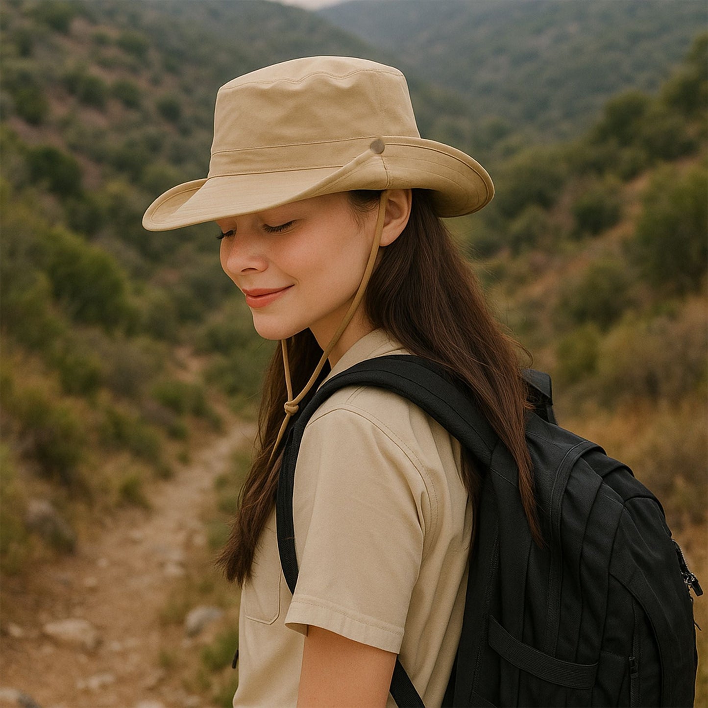 Anna-Kaci Foldable Wide Brim Bucket Hat with Chin Strap for Sun Protection and Outdoor Hiking Travel Beach Adventures