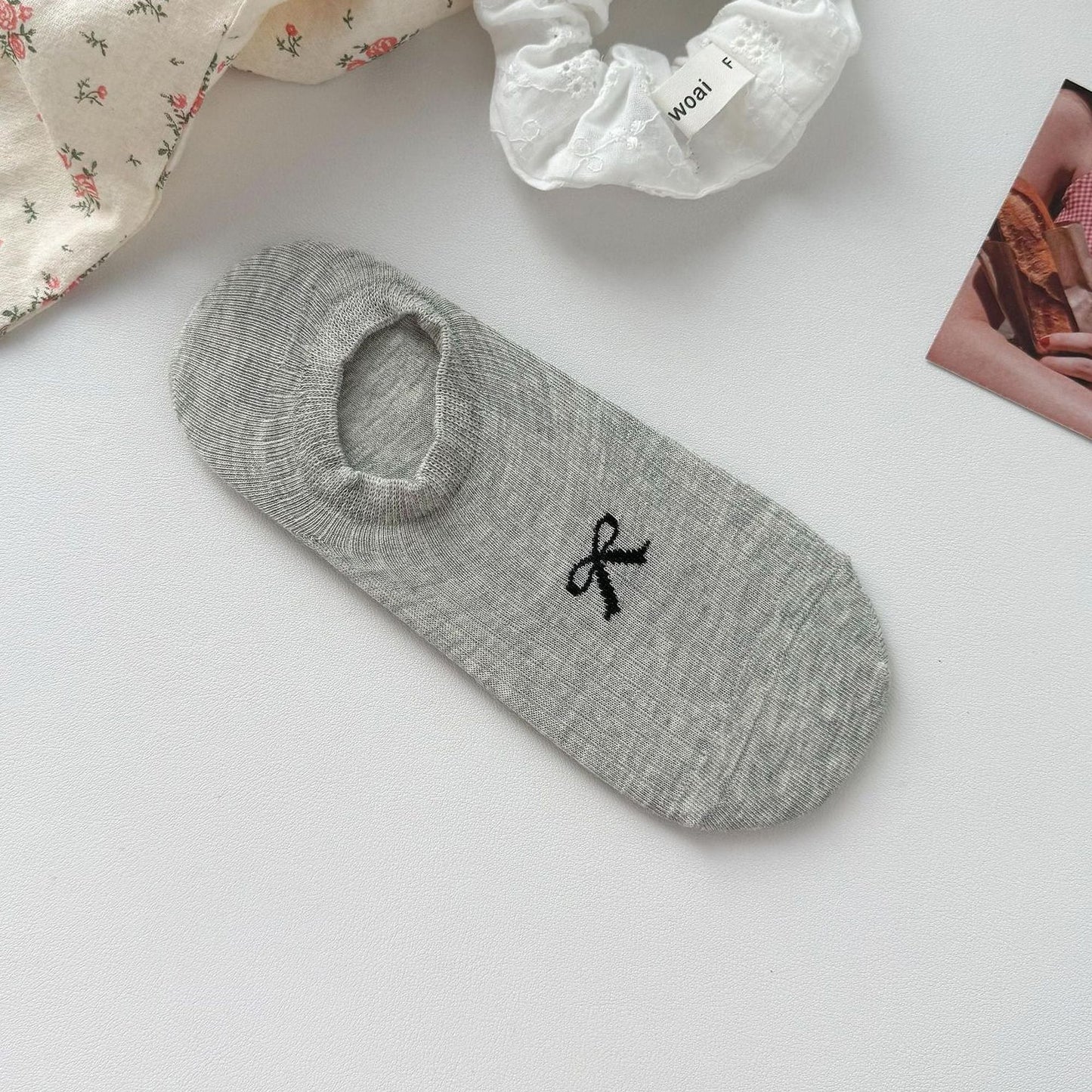 Anna-Kaci Women's No-Show Liner Socks with Bow Accent 5Pk