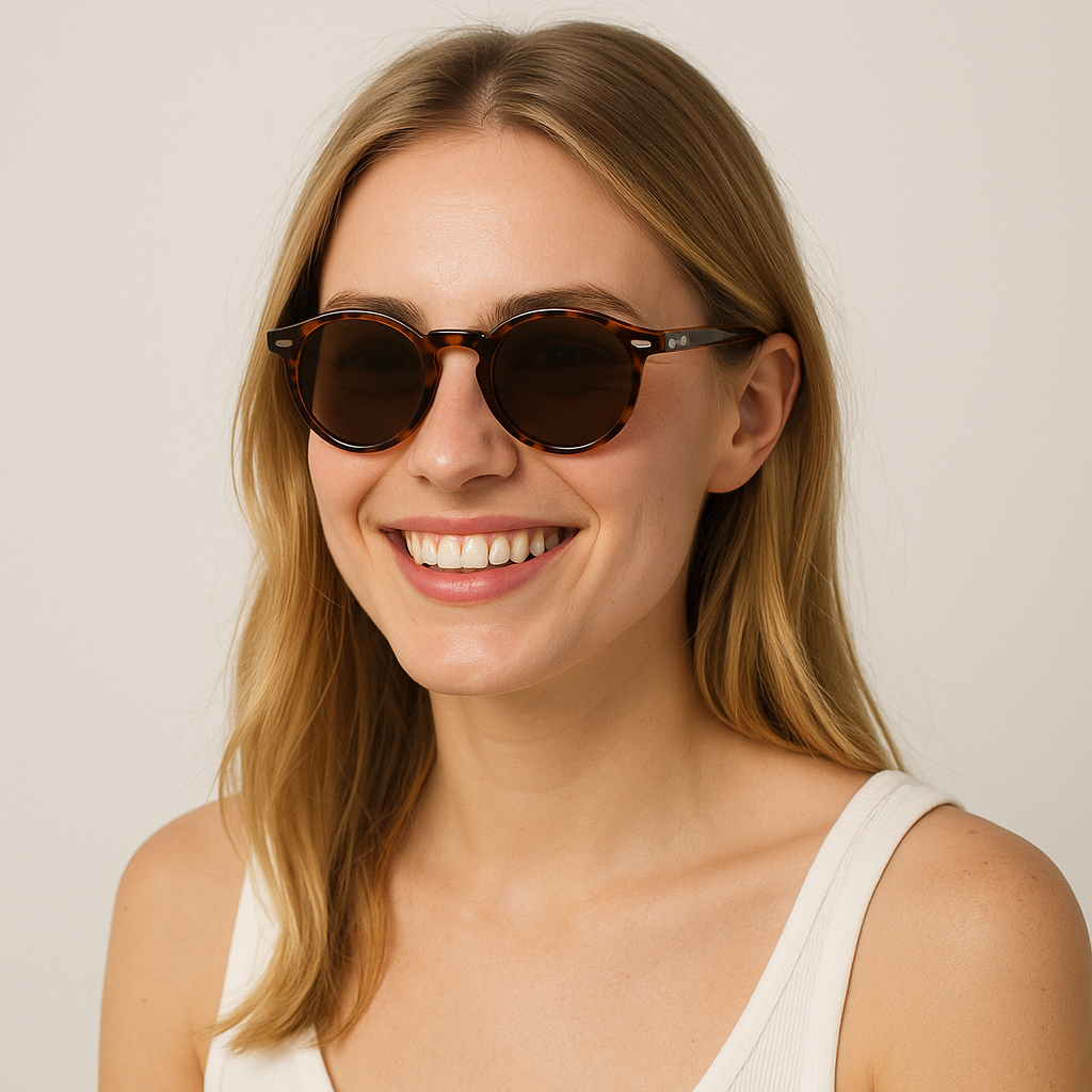 Anna-Kaci Artistic Retro Fashion Sense Circular Versatile Sunglasses UV400 Protection