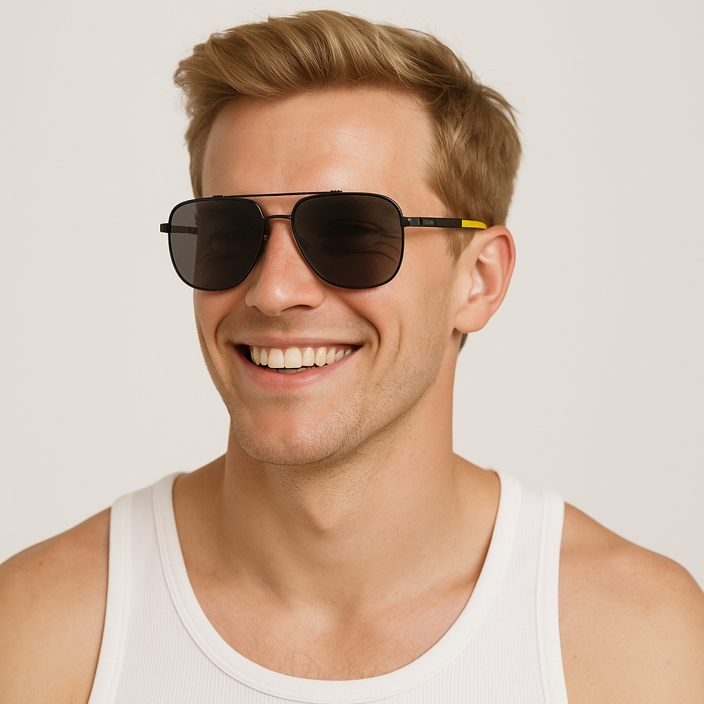 Anna-Kaci Men's Fashion Two Tone Box Polarized Sunglasses UV400 Protection