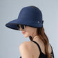 Anna-Kaci Roll Up Wide Brim Visor Sun Hat with Ponytail Hole and UV Protection Lightweight Packable Foldable Summer Cap