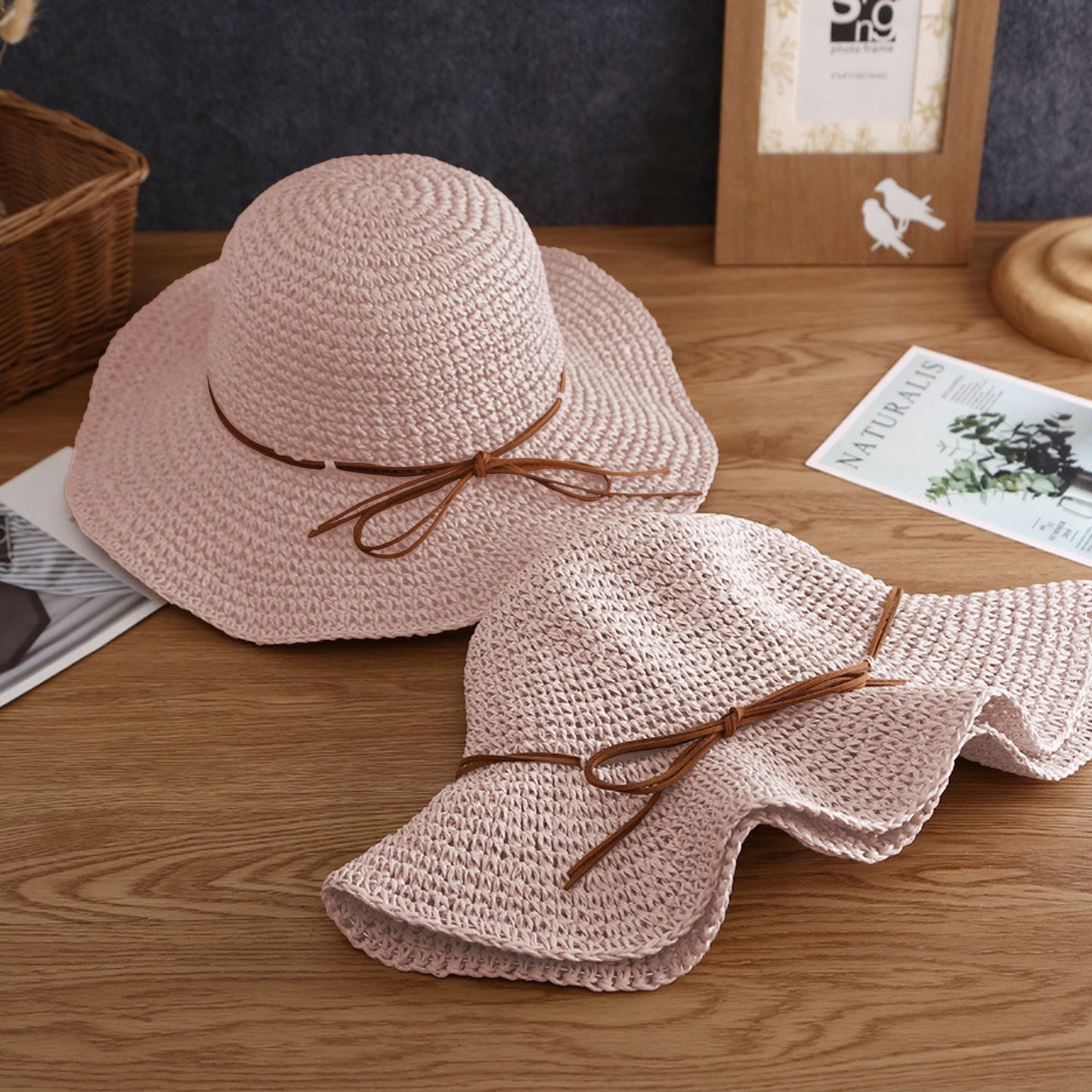 Anna-Kaci Wide - Brim Straw Sun Hat with Leather Tie