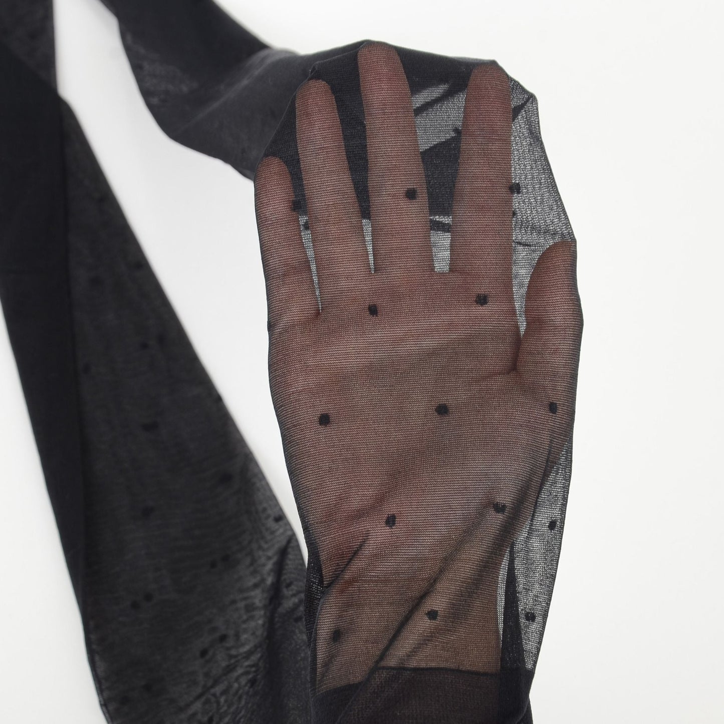 Anna-Kaci Women's Sheer Black Tights with Allover Polka Dot Pattern and Reinforced Toe Detail