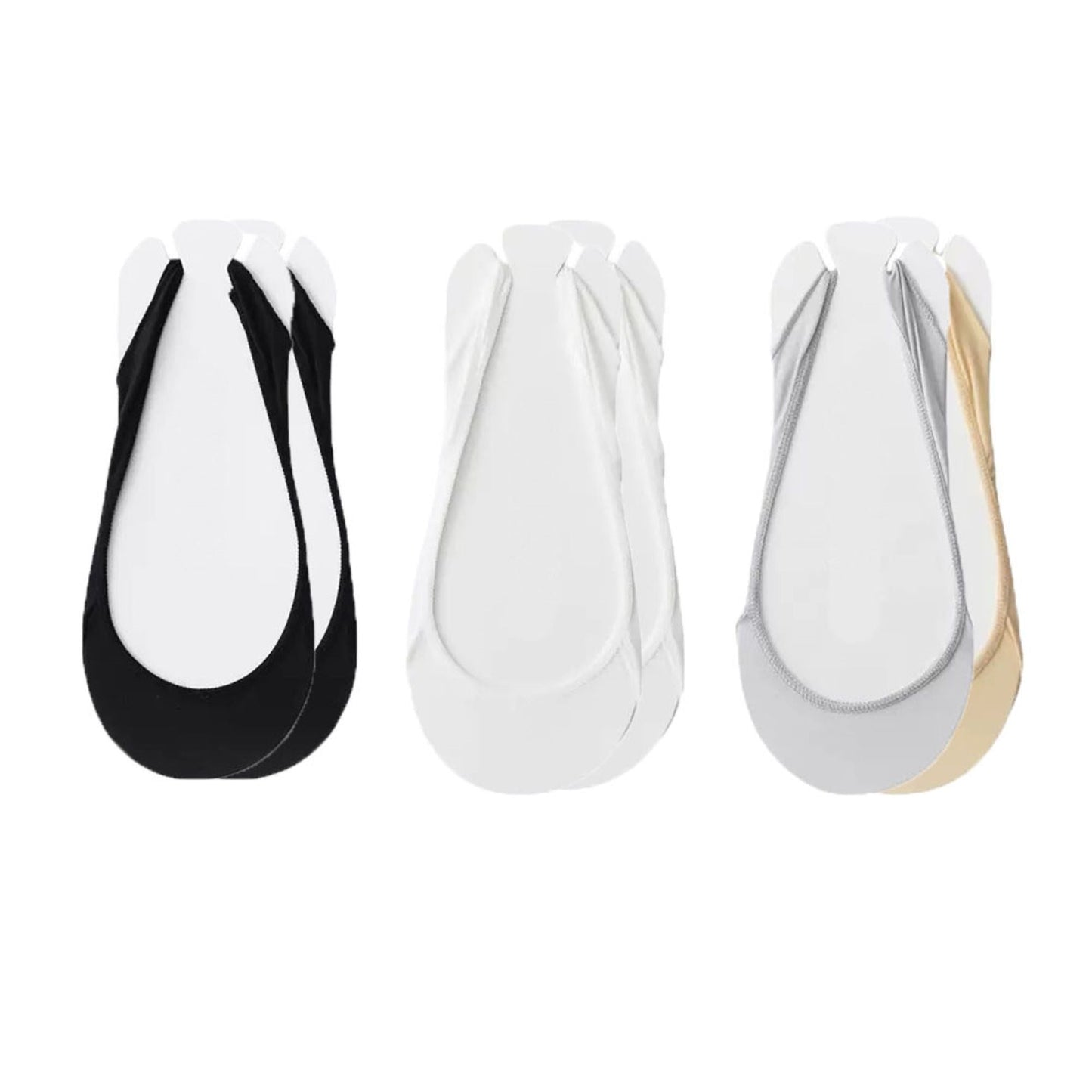 Anna-Kaci Women's Low Cut No Show Liner Socks with Non-Slip 3D Silicone Heel Grip Pack of 6 Pairs