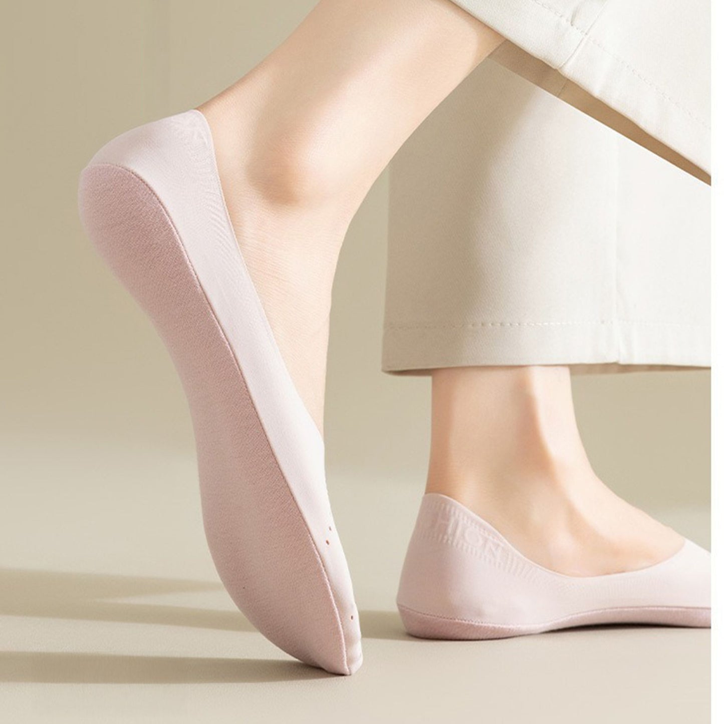 Anna-Kaci 5 Pairs Women Low Cut No Show Socks Breathable Stretch Knit Liner Design Anti-Slip Heel Grip for Flats and Loafers