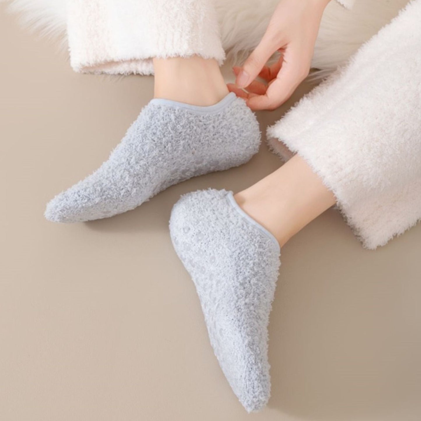 Anna-Kaci Men's 3-Pack Fuzzy Grip Socks Low Cut Non-Slip Indoor Slipper Lounge Fit