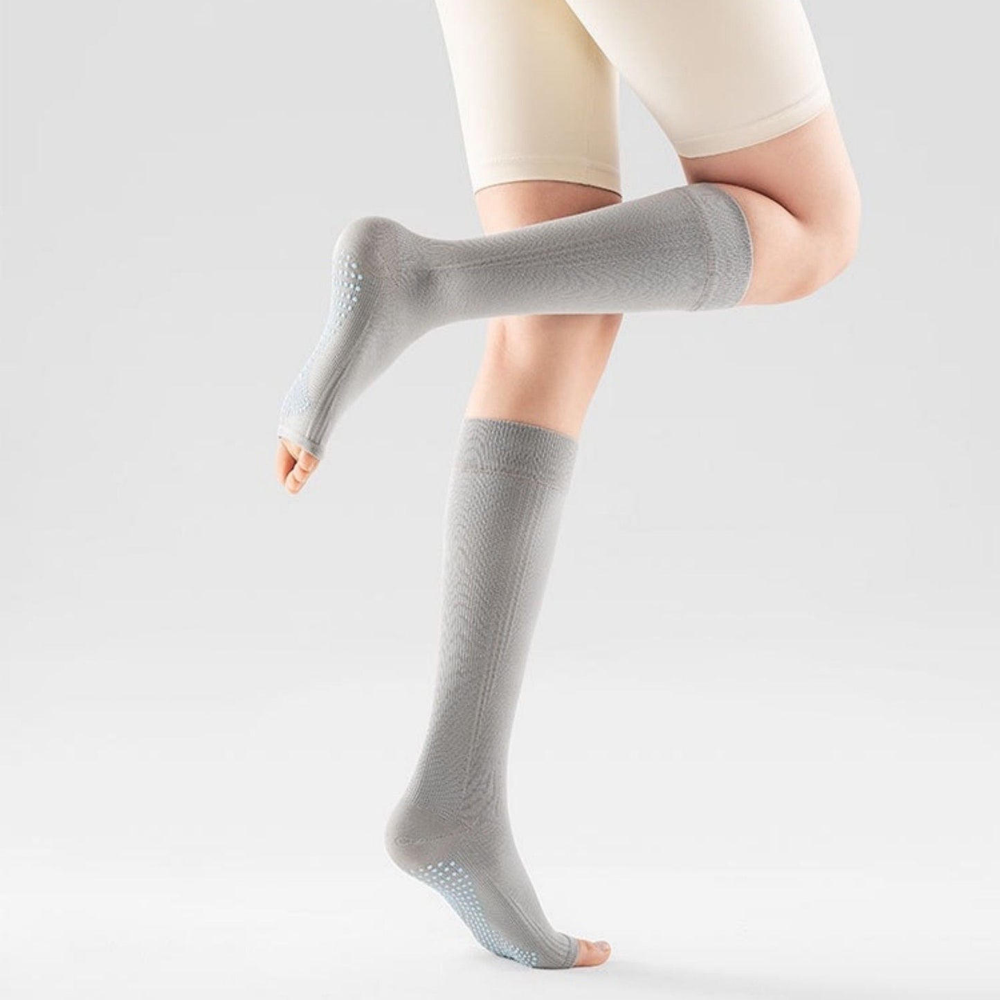 Anna-Kaci Women's Knee High Grip Socks with Anti-Slip Sole for Barre, Yoga, Dance, and Pilates 2-Pack