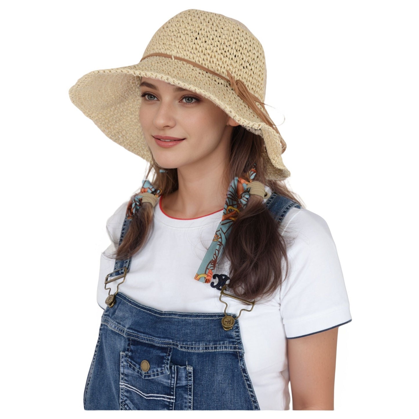 Anna-Kaci Woven Floppy Sun Hat with Rounded Crown and Decorative Bow Detail for Elegant Summer Shade and Vacation Style