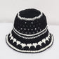 Anna-Kaci Crochet Knit Bucket Hat with Openwork Floral Pattern and Rolled Brim for Lightweight Summer Style