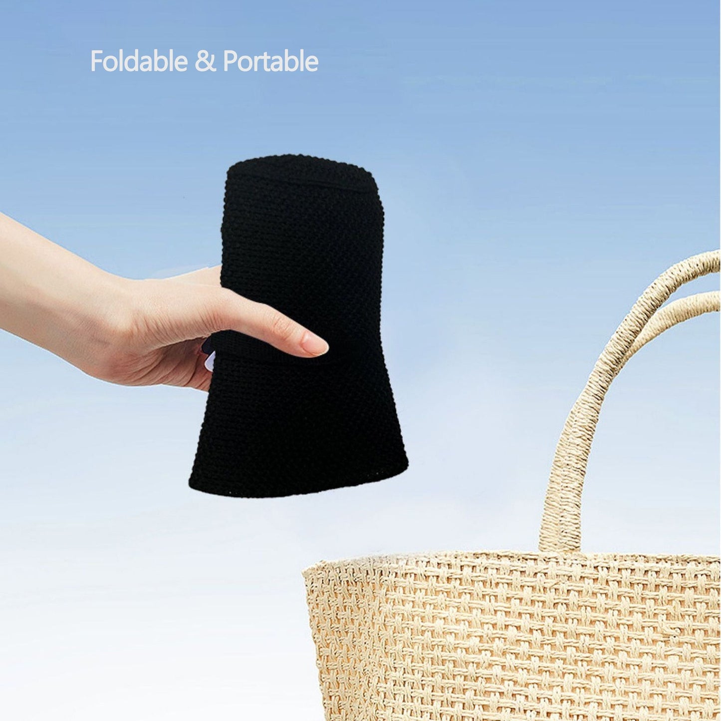 Anna-Kaci Women's Knit Straw Bucket Hat with Chin Strap