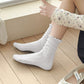 Anna-Kaci Women's Adorable Ruffled Lace-Up Socks Wicking Cotton for Casual Comfort 3 Pairs