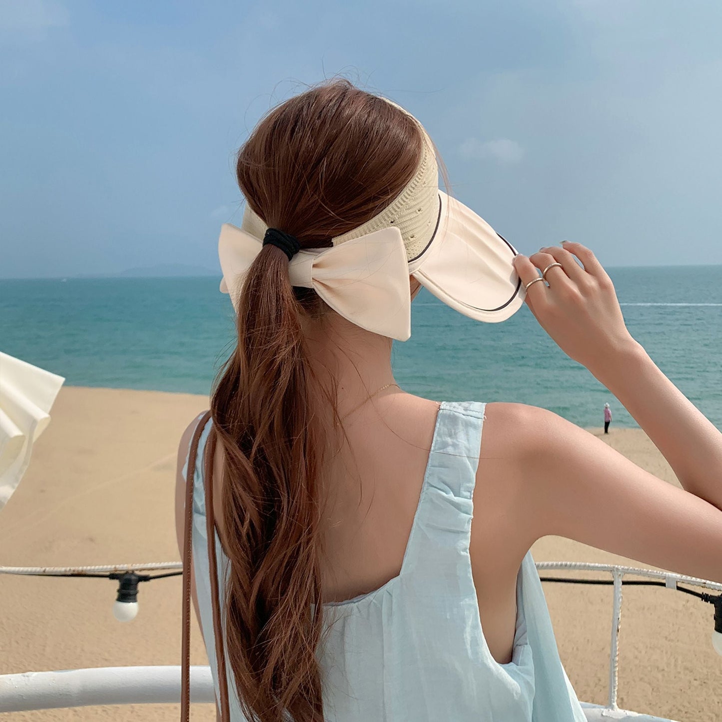 Anna-Kaci Extra Wide Brim Sun Visor Hat for Women Adjustable UV Protection Bow Detail Breathable Summer Beach Hat