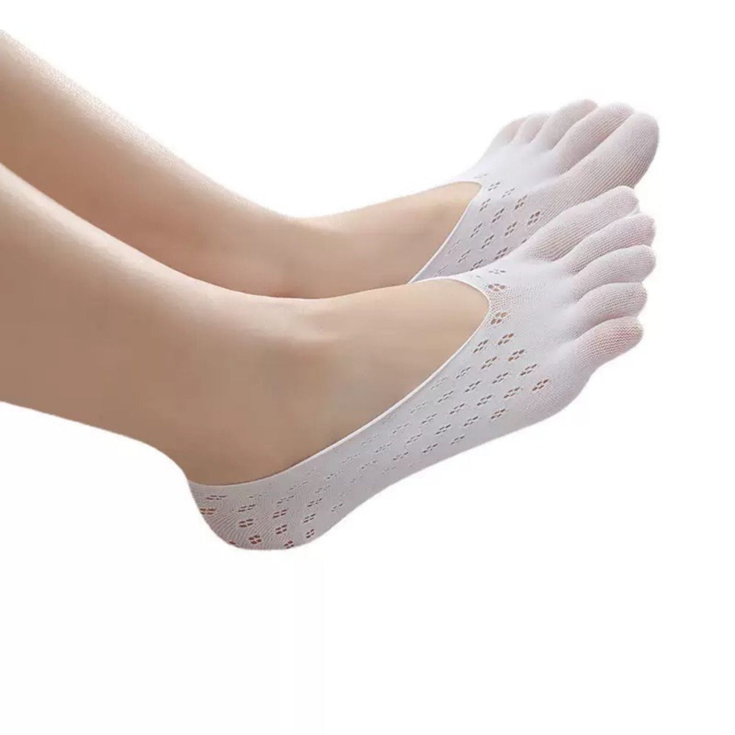Anna-Kaci Women's Mesh Toe Socks with Non-Slip Silicone Heel Grip Ultra Low Cut Breathable No Show Sock 3-Pack