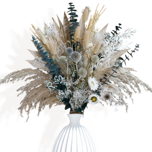 Alilang Elegant Dried Flowers Pampas and Eucalyptus Arrangement, 17.8 Inches