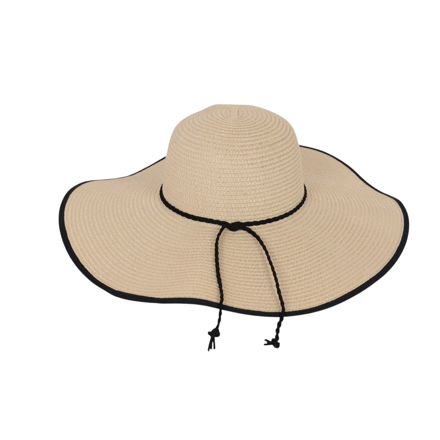 Anna-Kaci Wide Brim Straw Sun Hat with Braided Cord Detail Lightweight Packable Design for Beach Outdoor Protection