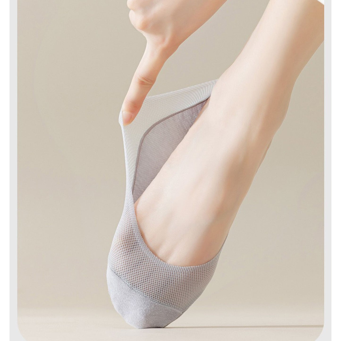 Anna-Kaci 5 Pairs Women No Show Mesh Panel Socks Low Cut Stretch Cotton Liner Non-Slip Design for Ballet Flats and Loafers