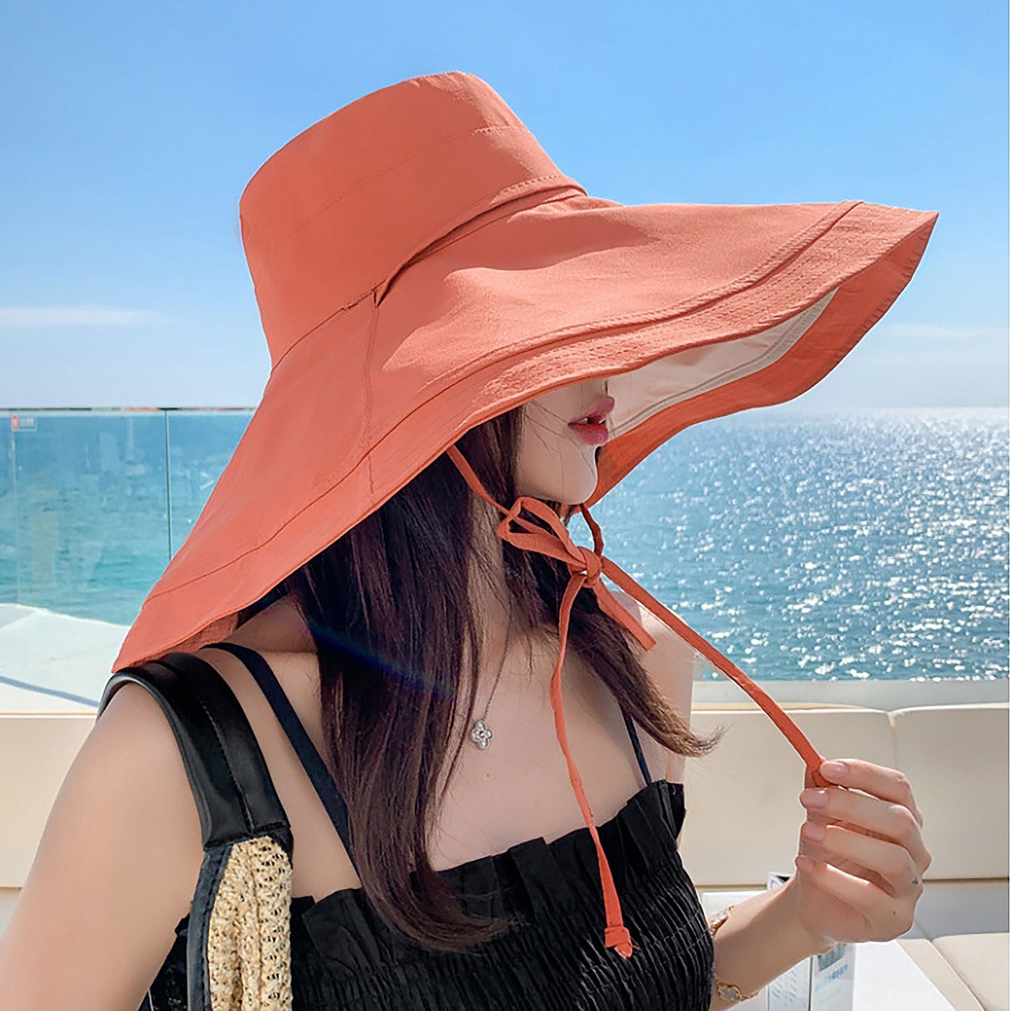 Anna-Kaci Women's Reversible Wide - Brim Sun Hat with Adjustable Chin Strap