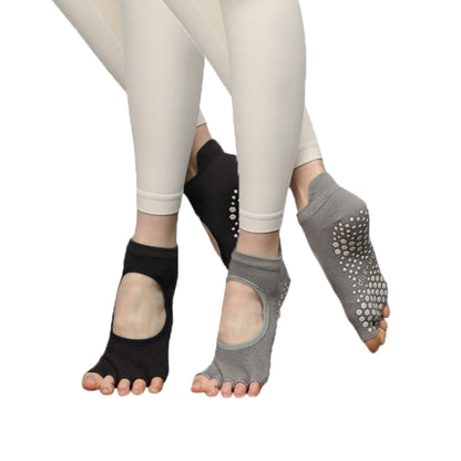 Anna-Kaci Women's Open-Toe Grip Socks for Yoga and Pilates with Non-Slip Soles and Arch Support