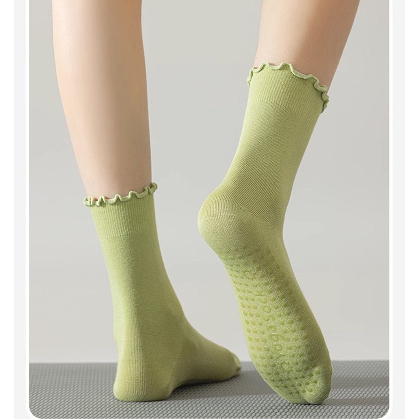 Anna-Kaci 5 Pairs Women's Anti-Slip Crew Yoga Socks Soft Cotton Grip Sole Seamless Toe Design for Pilates Indoor Workouts