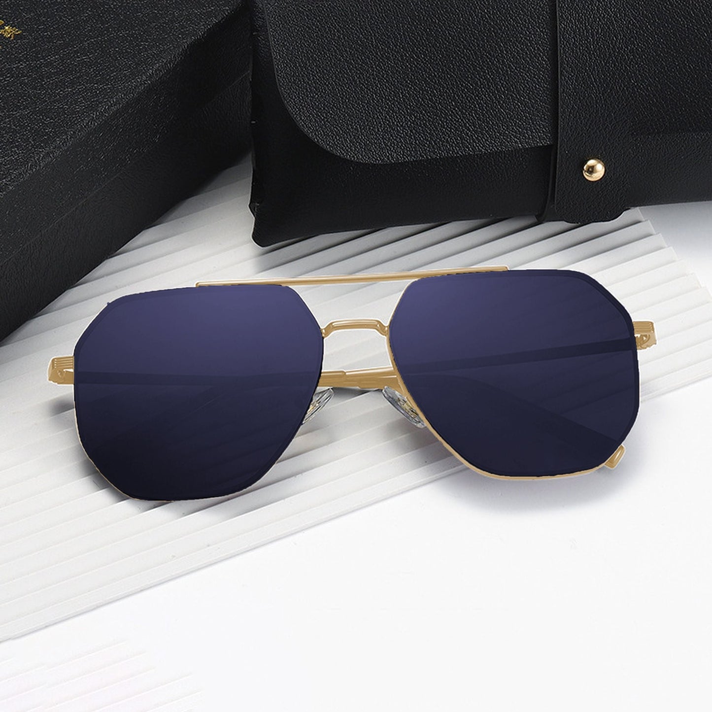 Anna-Kaci Women's Rimmed Hexagonal Polarized Aviator Sunglasses UV400 Protection