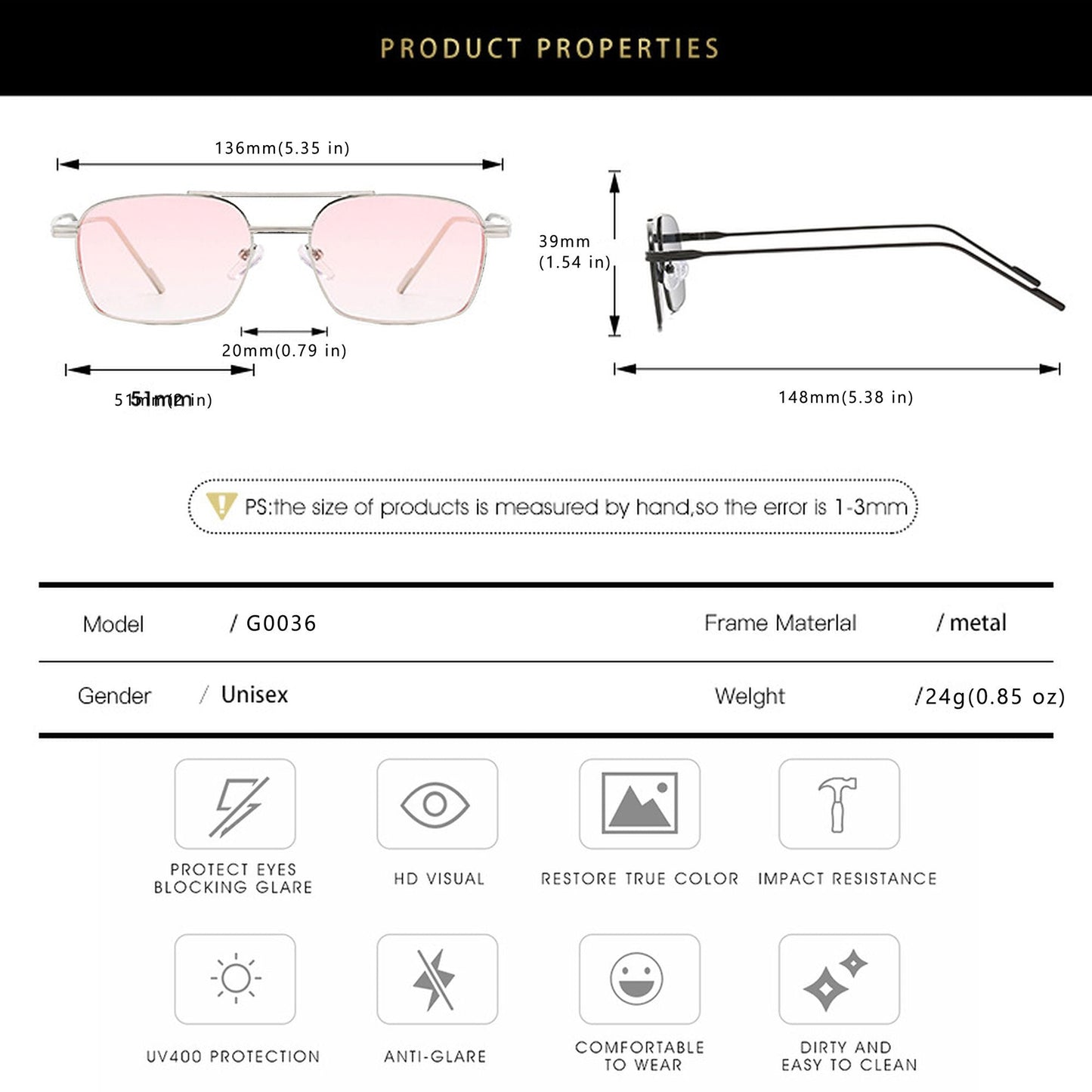 Anna-Kaci Women's Retro Square Aviator Sunglasses