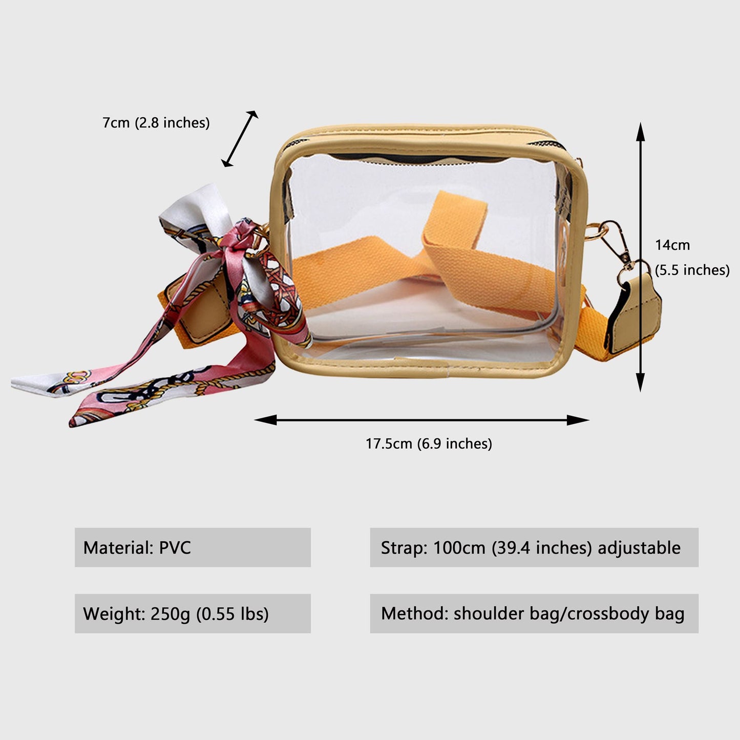 Anna-Kaci Women's Chic Transparent Crossbody & Messenger Bags with Decorative Scarf