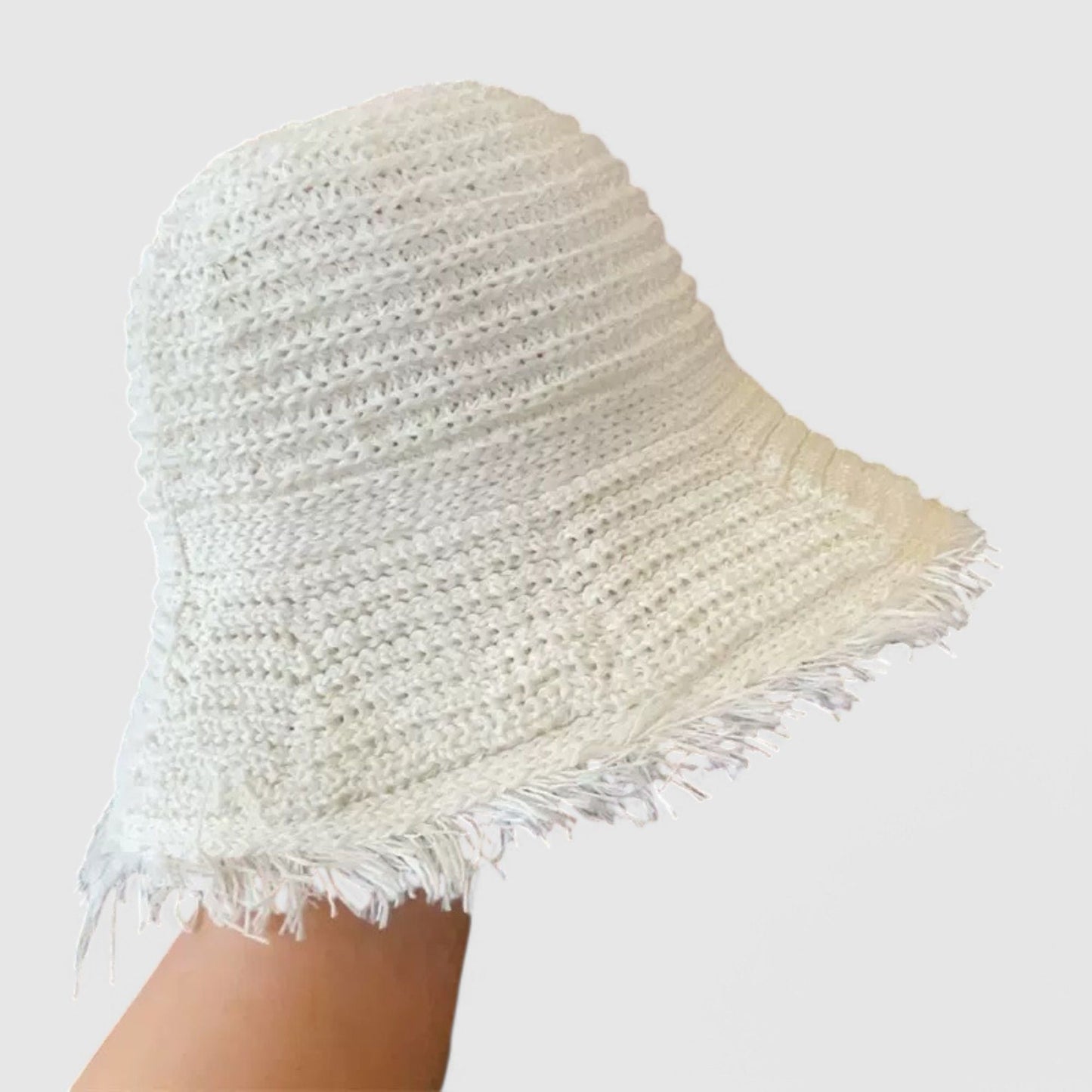 Anna-Kaci Women's Woven Bucket Hat with Soft Frayed Brim and Lightweight Straw Texture