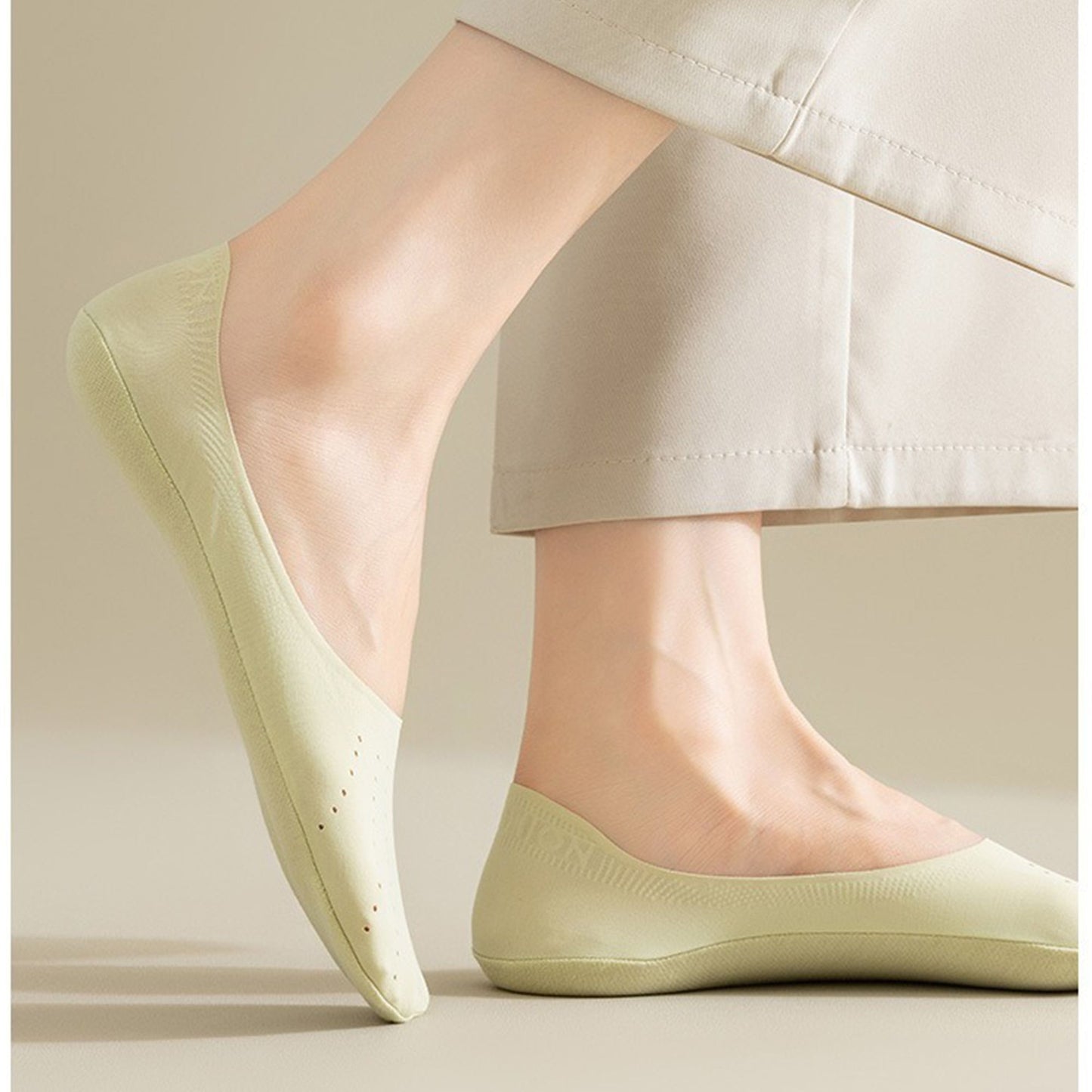 Anna-Kaci 5 Pairs Women Low Cut No Show Socks Breathable Stretch Knit Liner Design Anti-Slip Heel Grip for Flats and Loafers