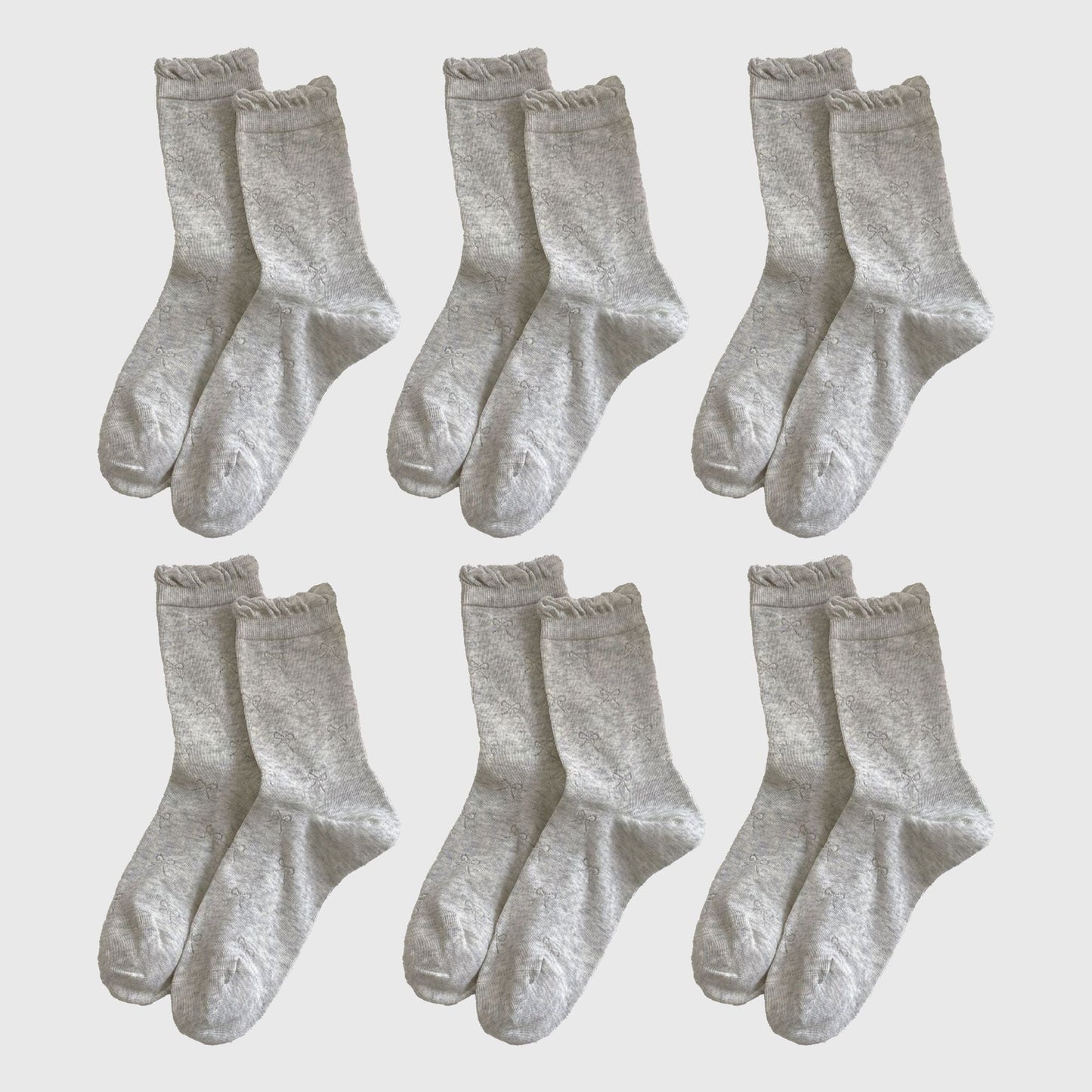 Anna-Kaci Women's Bow-Patterned Ruffle-Cuff Ankle Socks 6pk