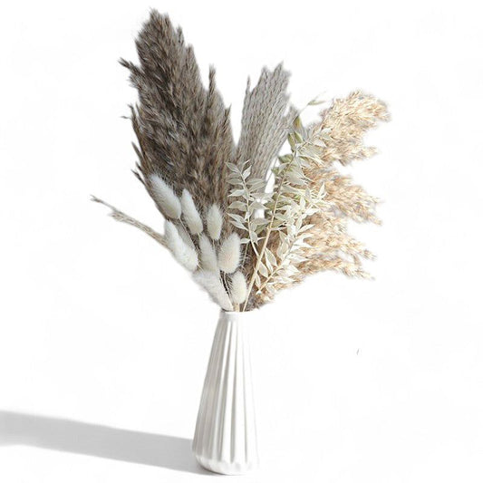Alilang Natural Pampas Grass and Bunny Tail Dried Floral Arrangement, 17.5 Inches