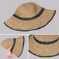 Anna-Kaci Packable Crochet Straw Bucket Hat with Two-Tone Design Lightweight Summer Sun Hat for Beach Travel Hiking Outdoor Use