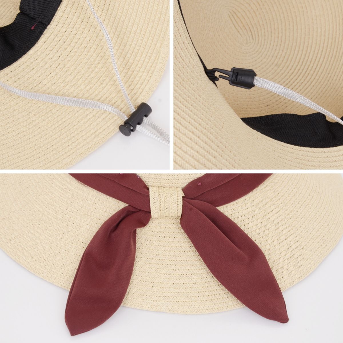 Anna-Kaci Women's Woven Floppy Sun Hat with Wide Ribbon Knot Detail and Curved Brim