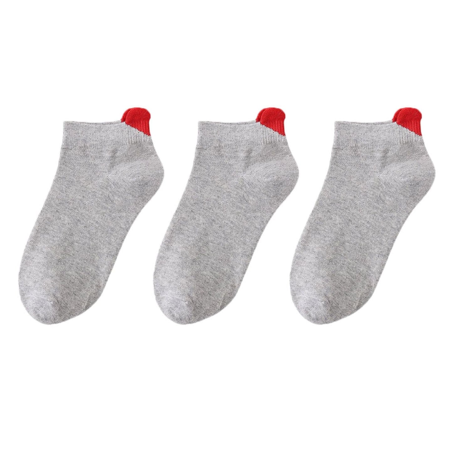 Anna-Kaci Women's Ankle Socks with Ribbed Heart-Shaped Heel Detail Soft Stretch Knit Comfort 3-Pack