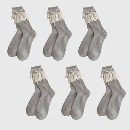 Anna-Kaci Women's Summer Ruffled Lace - Trim Ankle Socks 6Pk