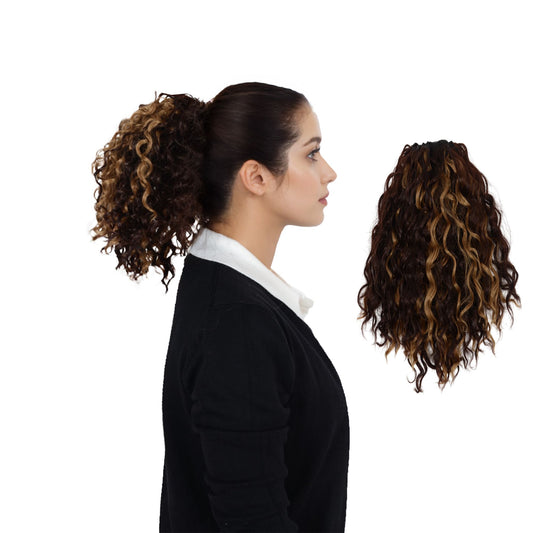 Alilang 10 Inch Short Curly Drawstring Ponytail Extension for Women Synthetic Clip-In Ponytail Hairpiece for Daily Use