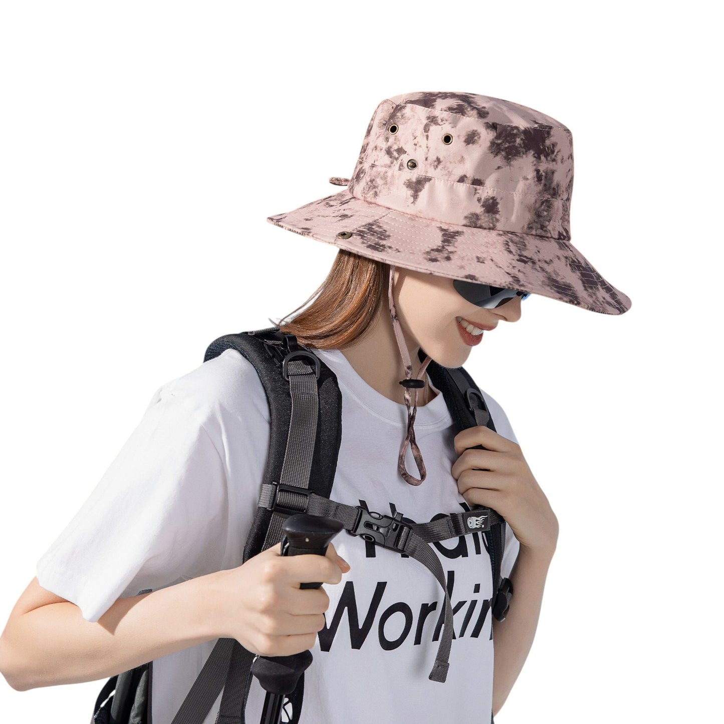 Anna-Kaci Wide Brim Outdoor Sun Hat with Adjustable Chin Strap for Hiking Camping Travel Beach