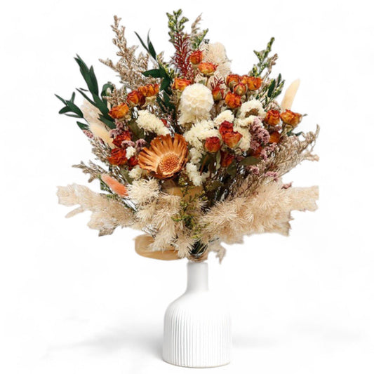 Alilang Autumn-Inspired Dried Flowers Floral Arrangement with Warm Hues, 17.8 Inches