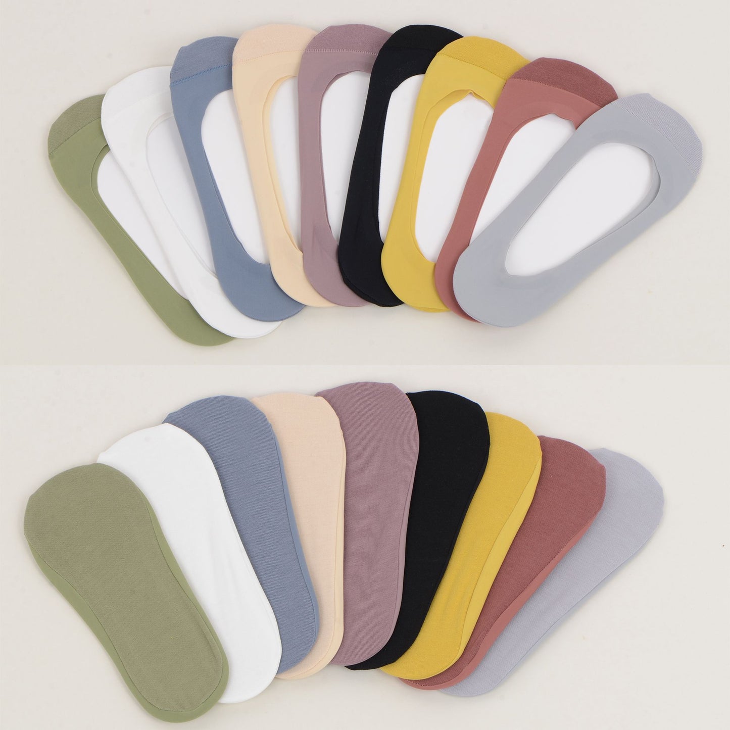 Anna-Kaci 5 Pairs Women Low Cut Invisible Liner Socks Soft Stretch Mesh Top with Reinforced Toe and Moisture-Wicking Terry Cotton Sole