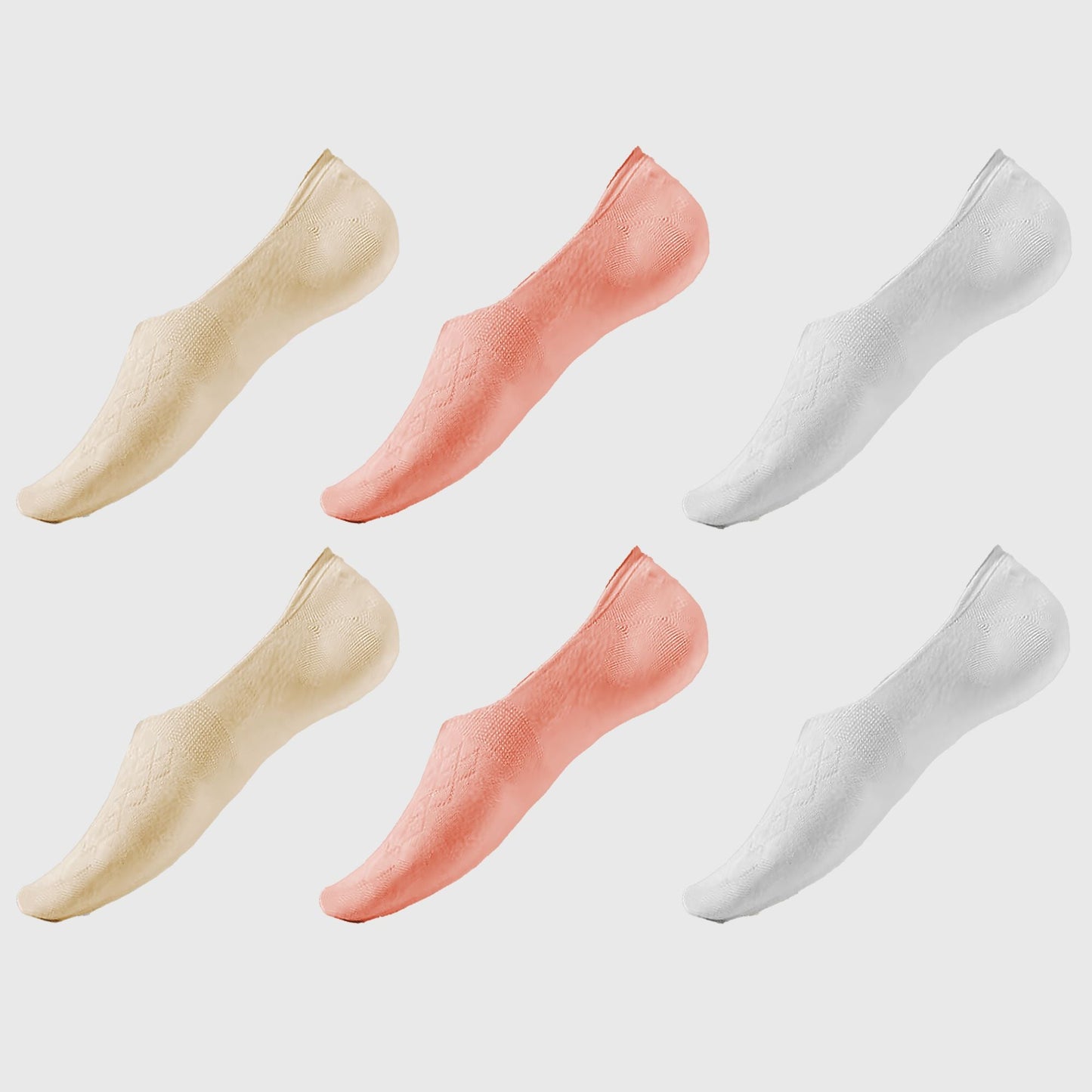 Anna-Kaci Women's Solid No Show Socks Non Slip Cotton 6Pk