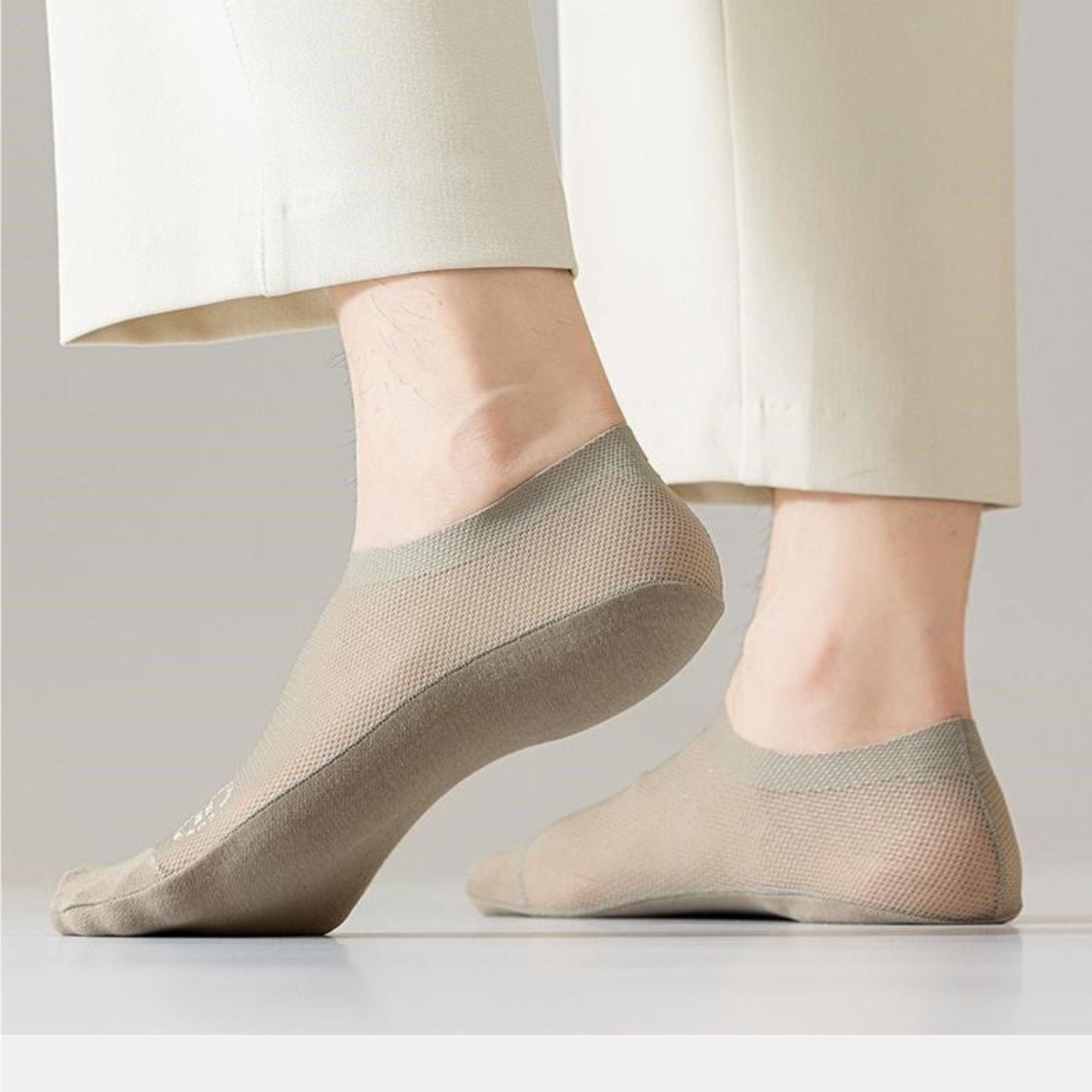 Anna-Kaci Men's No-Show Mesh Socks with Non-Slip Silicone Heel Grip and Breathable Low-Cut Design 3-Pack