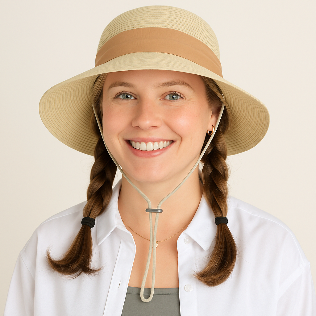 Anna-Kaci Women's Woven Floppy Sun Hat with Wide Ribbon Knot Detail and Curved Brim