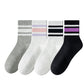 Anna-Kaci Crew Socks 4-Pack White Base Colorful Ribbed Cuff Striped Design Stretch Comfort Breathable Fit