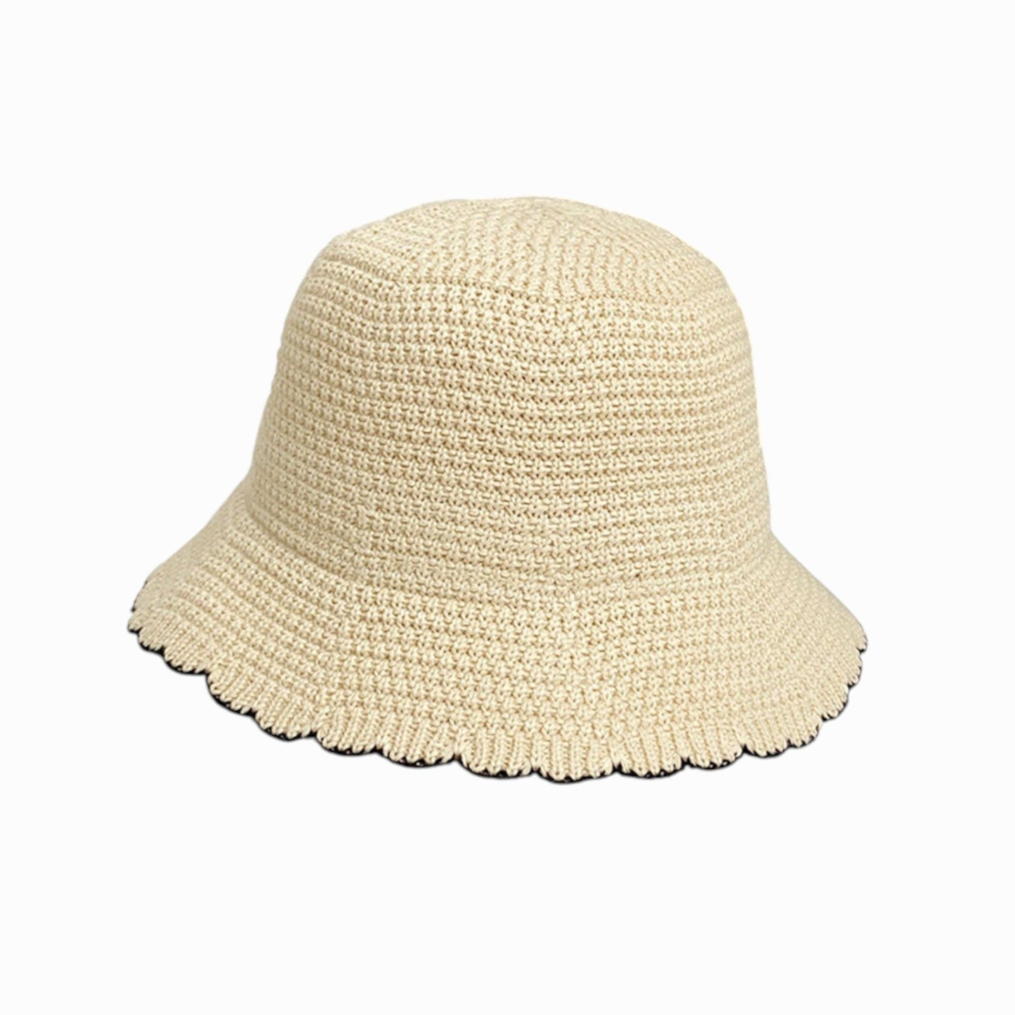 Anna-Kaci Women's Woven Floppy Bucket Hat with Scalloped Brim Edge Detail