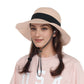 Anna-Kaci Wide Brim Straw Sun Hat with Black Ribbon Bow Adjustable Chin Strap Inner Sweatband for Outdoor and Travel Use