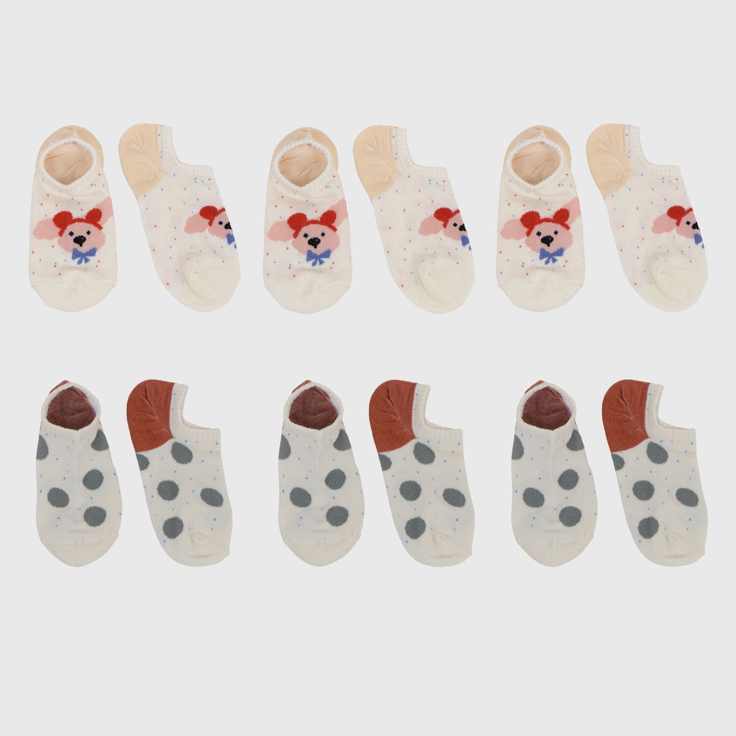 Anna-Kaci Women's Charming No Show Socks Seamless Toe Cotton 6Pk