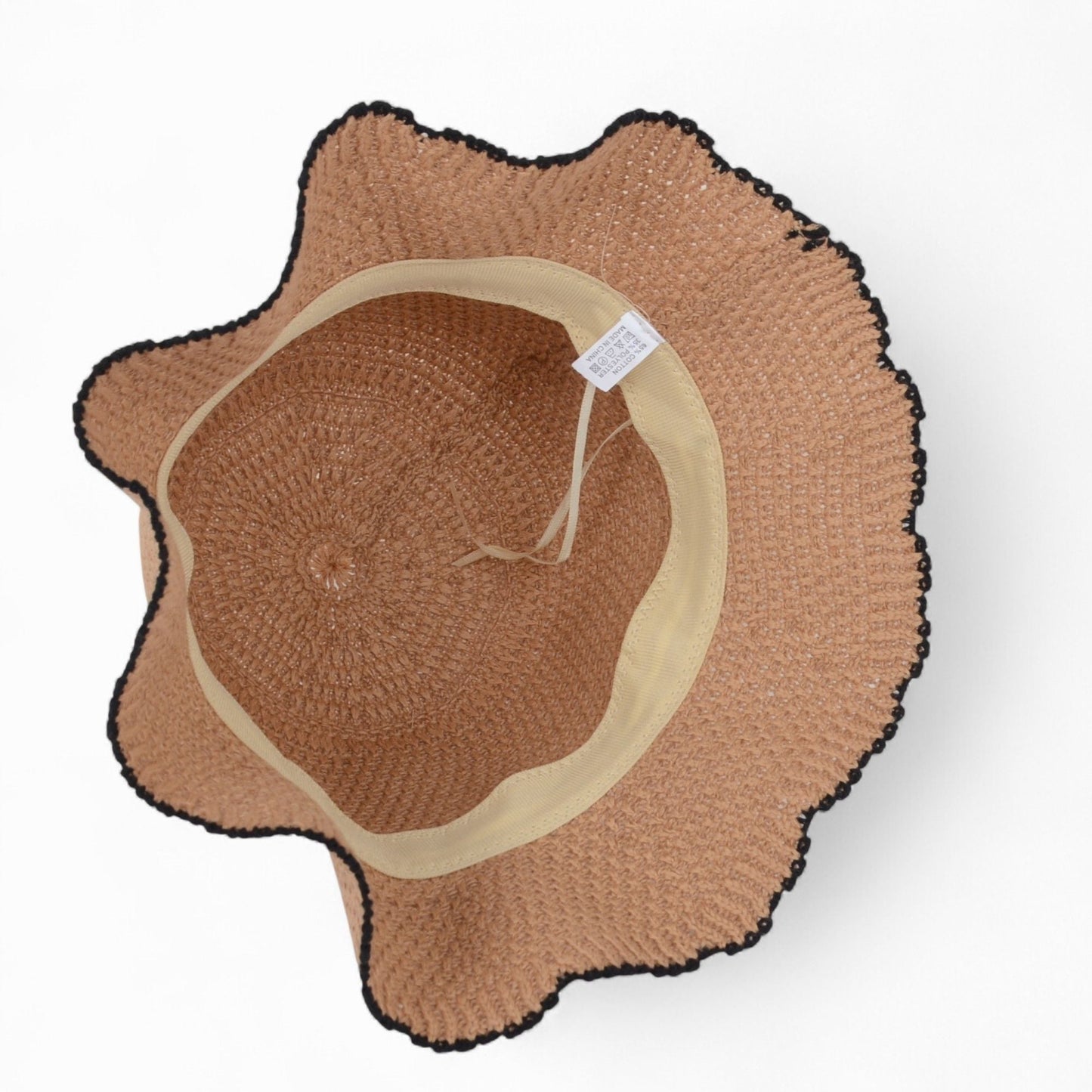 Anna-Kaci Women's Woven Floppy Bucket Hat with Scalloped Brim Edge Detail